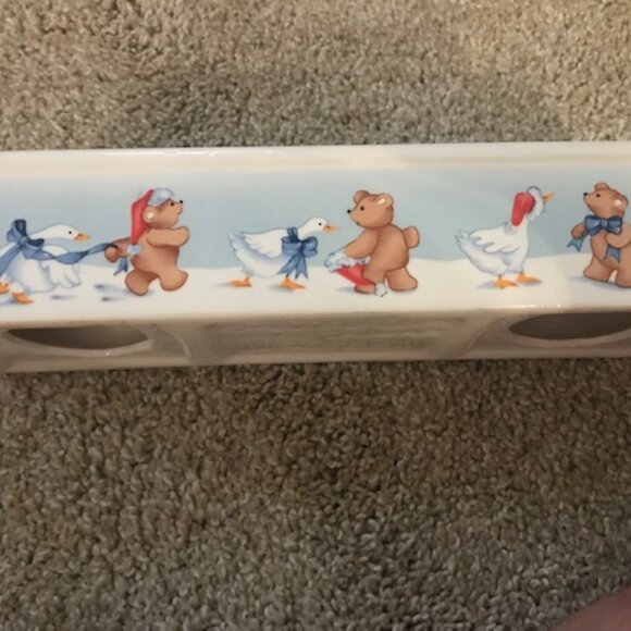 House of Lloyd Ceramic Quacker Cracker Christmas Tray & 4 Tree Spreaders - Picture 2 of 4